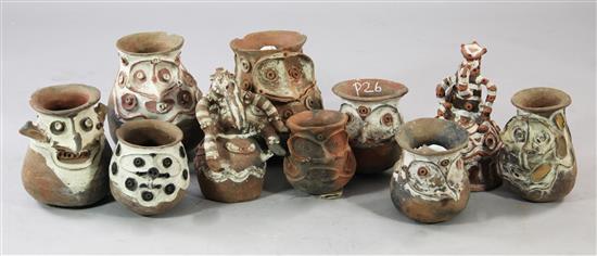 Ten assorted Aibom Village clay vessels